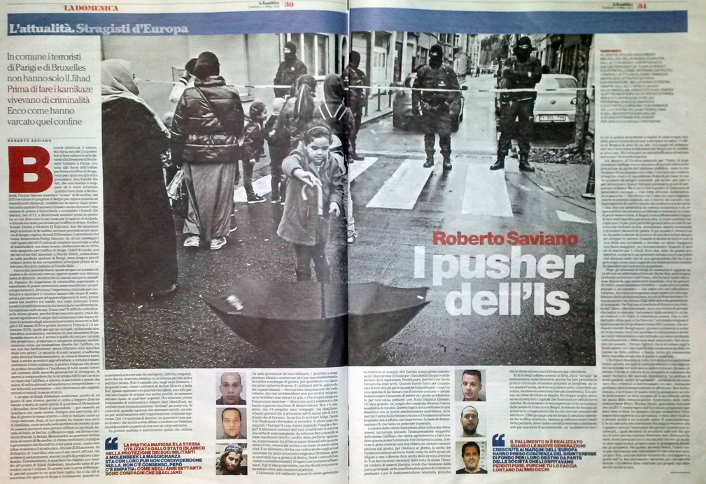 "I pusher dell'Is" di Roberto Saviano - Domenica di Repubblica 3 aprile 2016
