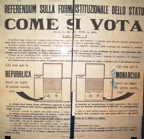 istruzioni per il voto del referendum del 1946 sulla forma istituzionale dello Stato