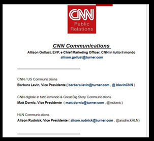 i contatti personali dei dirigenti sul sito della CNN