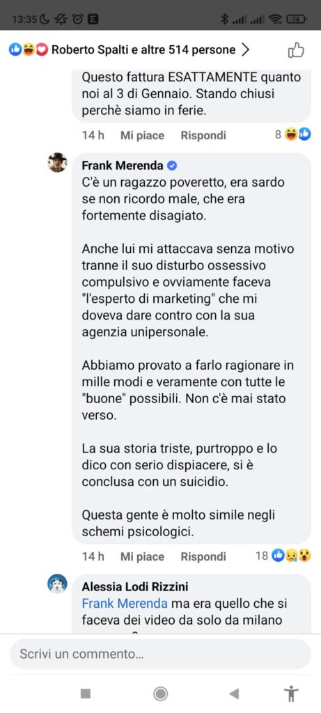 Frank Merenda insulta Andrea Doro