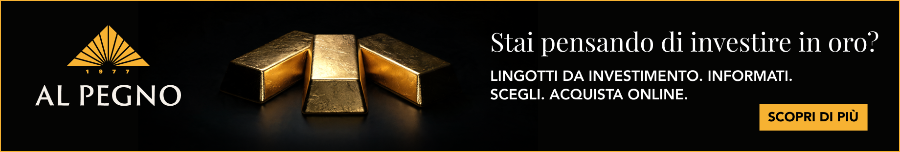 Al Pegno - Stai pensando di investire in oro? Lingotti da investimento, acquista online